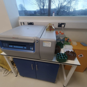Bench-mounted laboratory instrument by a window – lab set