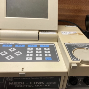 1980s laboratory instrument with keypad and small screen – retro prop
